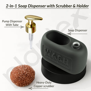 Plantex Ceramic Soap Dispenser with Scruber/Liquid Soap Dispenser/Sink Dish Washing Soap Dispenser Set/Soap Dispenser for Wash Basin Ceramic - Bathroom Accessories