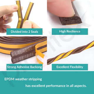 Plantex Window Seal Tape for Perimeter/Door Strip/DIY 3M Self Adhesive/Soundproof & Weatherproof Strip - Pack of 3 (D Shape, 18Feet, Brown)
