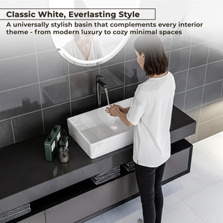 Plantex Platinum Tabletop Wash Basin for bathroom/Countertop Ceramic Washbasin/10 Years Glaze Warranty by Plantex (White, 23.5 x 13.5 x 4.5 Inch)