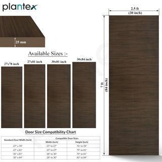 Plantex WPC Doors for Bathroom (25 mm - Thickness)/Waterproof and Termiteproof/2.5x7 Feet Wooden Finished Door for Home/Balcony/Office/Kitchen,Density-600 (30x84 inch,22 kg- Charcoal Oak)