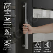 Plantex Main Door Handle/Stainless Steel & Aluminium Door Handle/450mm Pull-Push Handle for Home/Office/Hotel - Pack of 1 (DTMD-409, Satin & Chrome)