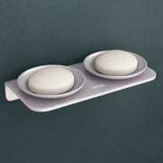 Plantex Dual Soap Holder for Bathroom/Acrylic Double Round Soap Dish/Stand/Bar/Soap Case/Bathroom Accessories - Pack of 1 (VIG-122, Grey)