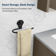 Plantex Royal Self Adhesive Stainless Steel Napkin Ring/Towel Ring/Napkin Holder/Bathroom Accessories (Black, Powder Coated)