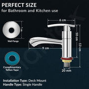 Plantex Long Neck Pillar Tap for Wash Basin with Brass Spindle/Wash Basin Taps for Home/Single Lever Water Tap with Teflon Tape/Bathroom Taps(Samar-Chrome)