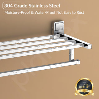 Plantex 304 Grade Stainless Steel Towel Rack for Bathroom/Towel Stand/Hanger/Bathroom Accessories - Darcy (18 inch - Chrome)