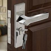 Plantex Heavy-Duty Door Lock/Door Handle Set with 3 Years of Warranty/Mortise Lock with 3 Keys, Brass Lockbody & Cylinder (8133 - Satin Steel & Chrome)