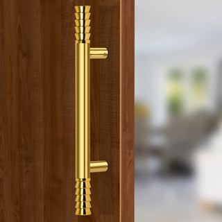 Plantex Heavy-Duty Golden Lotus 14 Inch Main Door Handle for Home/Glass & Wooden Door/Pull-Push Handle for Home/3 Years Warranty Pack of 1 (Gold)