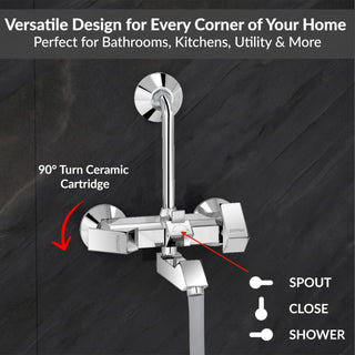Plantex Brass Wall Mixer for Bathroom with L-Bend Connector for Overhead Shower/Mixer Tap/Wall Mixer for Bathroom 2 in 1 with 7-Year Manufacturer's Warranty- (Pri-318-Chrome)