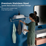 Plantex 24 Inch Towel Rack for Bathroom/304 Grade Stainless Steel Towel Bar/Towel Holder/Towel Hanger/ Bathroom Accessories - Pack of 1 (Regent, Chrome)