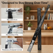 Plantex 20 Inch Soft Close Drawer Channel/Regular Close Ball Bearing Slider Drawer Channel for Home, Kitchen & Wardrobe/Telescopic Channel for Drawer - Pair of 1 (Black)