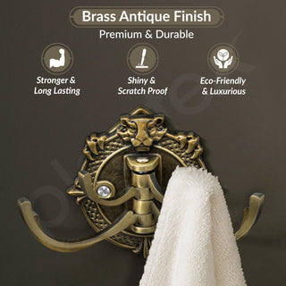 Plantex Zinc Alloy, Antique Robe Hook, Cloth-Towel Hanger Bathroom Accessories (Brass, Lion)