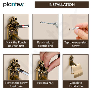 Plantex Antique Aluminum Toilet Paper Holder/Tissue Paper Roll Holder/Toilet Paper Holder Roll Holder for Bathroom Accessories (Brass-Antique)