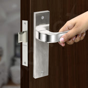 Plantex Heavy Duty Door Lock ÃƒÂ¢Ã¢â€šÂ¬Ã¢â‚¬Å“ Bathroom Door Lock/Mortise 8inch Keyless Plate Handle Set for Home/Bathroom/Store Room/Balcony/Office with Baby Latch (8068, Steel Satin and Chrome)
