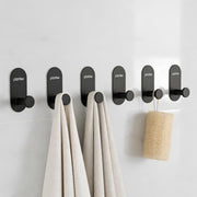 Plantex Wall Hanging Hook/Bath Towel Hook/Self Adhesive Oval Robe Hooks for Kitchen/Bathroom/Stylish Home Decor Items - Pack of 6 (Black)