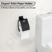 Plantex Stainless Steel Toilet Paper Holder/Roll Holder for Bathroom/Tissue Paper Holder/Bathroom Accessories - Pack of 1, Aqua (Black)