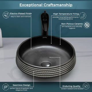 Plantex Ceramic Table Top Washbasin/Designer Round Wash Basin/Countertop Bathroom Basin/Sink for Bathroom(15 x 15 x 5.5 Inch)