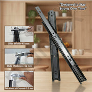 Plantex Drawer Channel/Regular Smooth Close Ball Bearing Slider Drawer Channel for Home, Kitchen & Wardrobe/Telescopic Channel for Drawer/for Wooden & Metals Drawers (16-Inch,Black) Pair