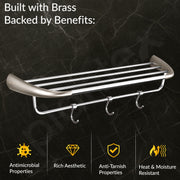 Plantex Smero Pure Brass 24 inch Towel Rack for Bathroom/Towel Stand/Hanger/Towel Holder/Towel Bar/Bathroom Accessories - Effect (Satin Matt)