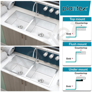 Plantex Stainless Steel 304 Grade Double Bowl Sink for Kitchen/Handmade Steel Kitchen Sink with 7 Years of Warrenty by Plantex/Sink with All Fitting & Drying Rack Included(Silver Matt-37x18 Inches)