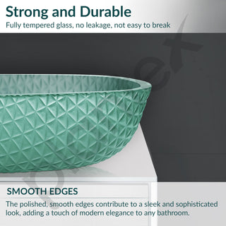 Plantex Luxury Glass Basin/Table Top Matt Wash Basin Over Counter/Countertop Basin for Bathroom & Living Room (Green - 21 x 15.5 x 4 Inch)