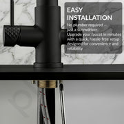 Plantex Kitchen Sink Faucet/Kitchen Tap Handle Brass and Body is 304 Grade Stainless Steel/Double Handle Kitchen Mixer Tap Hot and Cold/360Â° Swivel Spout Sink Taps - (7908, Black)