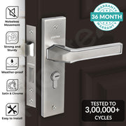 Plantex Heavy-Duty Door Lock/Main Door Lock Handle Set/Mortise Lock with 3 Keys, Brass Lock Body & Cylinder (Steel Satin & Chrome)
