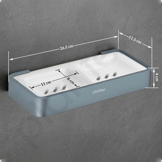 Plantex Aluminium and Acrylic Dual Soap Case/Double Soap Holder for Bathroom/Soap Stand/Bathroom Accessories - (Grey and Milky White)