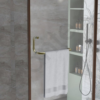Plantex Shower Door Handle/Stainless Steel Towel Bar Combination/Towel Holder for Glass Shower Door and Bath Door Pull Handle - Pack of 1 (Brass Antique)