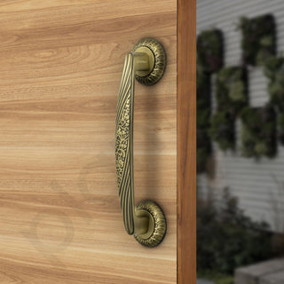 Plantex 10 Inch Main Door Handle for Wooden Doors - Pull-Push Handle Accessory (Pack of 1, Brass Antique)