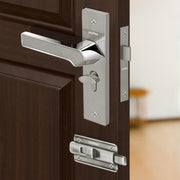 Plantex Heavy Duty Bathroom Door Lock - Mortise 8 Inch Keyless Plate Handle Set for Home/Bathroom/Store Room/Balcony/Office with Baby Latch (8133-Satin Steel & Chrome)