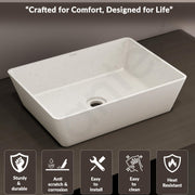 Plantex Granite Quartz Counter Top WashBasin for Bathroom/Rectangle Tabletop Wash Basin/Vessel Sink Wash Basin Over Counter for Home/Restaurant (Grey Stone - 18 x 13 x 5 Inch)