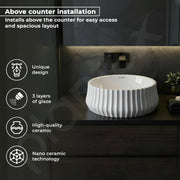 Plantex Ceramic Basin/Countertop Vessel Sink/Tabletop Wash Basin/Washbasin for Bathroom with 10 Years Glaze Warranty by Plantex (White Glossy - 14 x 14 x 5 Inch)
