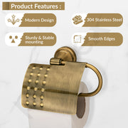 Plantex 304 Grade Stainless Steel Toilet Paper Roll Holder/Toilet Paper Holder/Tissue Paper Roll Holder for Bathroom Accessories - Niko (Brass Antique)