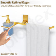 Plantex 304 Grade Stainless Steel Liquid Soap Dispenser with Napkin Ring/Shampoo Dispenser/Towel Ring for Bathroom - Pack of 1 (Crystal, PVD Gold)