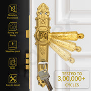 Plantex Main Door Lock Handle Set/6-Lever Lock Mechanism with 3 Years of Warranty/Mortise Door Lock with 3 Keys, Brass Lockbody & Cylinder(657- Gold)