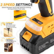 Plantex 21V Brushless Cordless Impact Wrench/1/2 Inch Drive/350N.m Electric Impact Wrench Kit with 2 Li-Ion Batteries/Charger/Sockets & Carrying Case - (Yellow, ML-W012)
