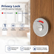 Plantex Bathroom Indicator Lock/Stainless Steel Indicator Deadbolt for Home/Toilet Partition Door Lock/Round Indicator Bolt Bathroom - Pack of 1 (Matt)