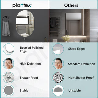 Plantex Frameless Capsule Mirror for Wall/Mirror with Beveled Smooth Edges/Mirror for Bathroom/Dressing Room/Living Room/Bedroom/Entryway - (18x12 Inch)
