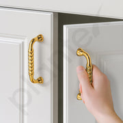 Plantex Cabinet Handle/Kitchen Cabinet Door Handle/Wardrobe/96 mm Cupboard Handle/Door Pull-Push Handle for Home/Office - Pack of 2 (Gold)