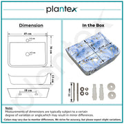 Plantex Wallmount Basin for Bathroom/Designer Ceramic Wall Hung Hand Wash Basin/Rectangle Countertop Wash Basin/Home/Office (Blue - 17.5 x 14 x 5 Inch)