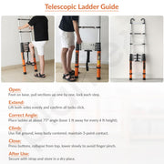 Plantex 14.5 feet (4.4m) Telescopic Ladder/Durable Steps/Collapsible Ladder for Home or Outdoor Work/Aluminium Telescopic Ladder - (Orange)