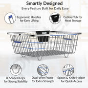 Plantex Stainless-Steel Dish Drainer Basket/Steel Utensils Drainer/After Wash Utensils Rack/Utensil Drying Rack for Kitchen/Dish Drying Rack/Plate Stand (Small Size-48x37x20cm)