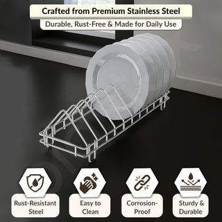 Plantex Stainless Steel Dish Rack/Thali Stand/Plate Fixer/Plate Stand/Tandem Box Accessories (Chrome)
