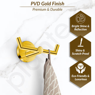 Plantex 304 Grade Stainless Steel Bathroom Hooks for Hanging Towel and Clothes in Bathroom/Washroom - Oreo (Gold)