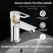 Plantex Single Lever Basin Mixer Tap/Pure Brass Pillar Tap for Wash Basin/Hot and Cold Water Tap for Basin/Short Body Water Tap - Pack of 1 (Chrome, 3226)