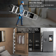 Plantex Big Foot 6 Step Ladder for Home/Aluminium Folding Ladder/Wide Anti-Skid Steps/Multipurpose Use (Black-Silver)