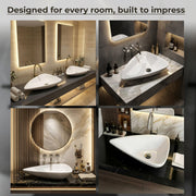 Plantex Ceramic Wash Basin/Triangle Basin/Tabletop Wash Basin for Bathroom/Home/Office/Hotel - (White - 25.5 x 18.5 x 5 Inch)