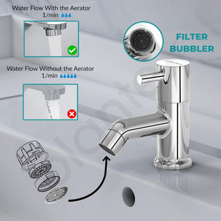 Plantex Pure Brass Pillar Cock Water Tap with Teflon Tape/Basin Tap with Water Saving Nozzle for Kitchen Tap-7 Year Warranty (ICO-903 Chrome)