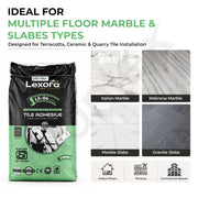 Plantex Lexora Tile Adhesive for Terracotta/Ceramic & Quarry Tiles/Polymer Modified Cement Adhesive for Floor & Wall Tiles Fixing/ Kitchen & Bathroom  Use - 20kg (LX-04, Grey)