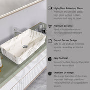 Plantex Wash Basin for Bathroom/Ceramic Tabletop WashBasin/Sink/Basin for Bathroom/Restaurant, Hotel (Marble Finish, 24 x 13 x 5 Inch)